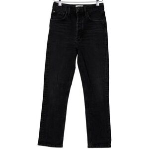 AGOLDE Riley High Rise Straight Crop Jeans Panoramic Washed Black Women's Sz 25
